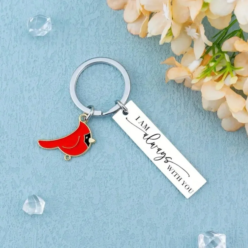 Red Cardinal Bird Keychain, NEW
